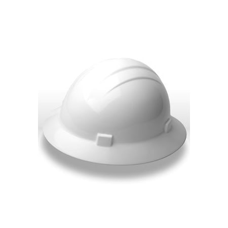 Erb Omega II Mega Ratchet Full Brim Safety Helmets  White, HAT STYLE:  6-PT NYLON SUSPENSION 19911